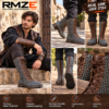 RMZE medieval chainmail-style boots with brown textured panels and front lace-up detailing