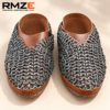 RMZE brown chainmail-style medieval leather-look mules with metallic linked upper