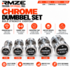 RMZE chrome dumbbell set with 5KG 7.5KG 10KG 15KG and 20KG solid steel dumbbells