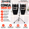 RMZE two-piece black conga drum set with stand available in multiple colours