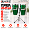 RMZE two-piece green conga drum set with stand available in multiple colours