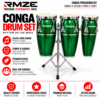 RMZE green 3-piece conga drum set with stand for schools bands and events