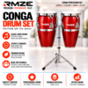 RMZE two-piece red conga drum set with stand available in multiple colours