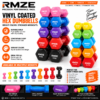 RMZE colorful hex dumbbells from 0.5 KG to 5 KG with vinyl coating