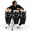 RMZE 3 piece black conga drum set with stand for schools bands and events