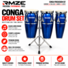 RMZE 3 piece blue conga drum set with stand for schools bands and events