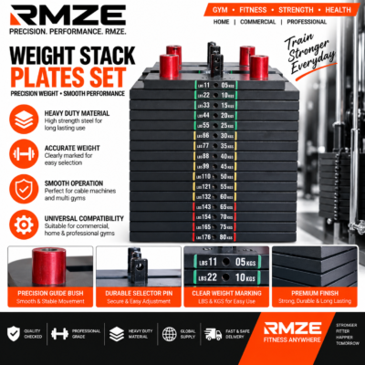 RMZE weight stack plates set with 5 KG to 80 KG markings for gym cable machines